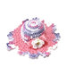 Cappellino puntaspilli rosa con sfumature lilla ad uncinetto in cotone 10.5 cm Cod. 61