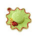 Cappellino puntaspilli verde pistacchio e rosso ad uncinetto in cotone 10.5 cm - 26PN