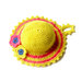 Cappellino puntaspilli giallo blu e fucsia ad uncinetto in cotone 10 cm - 16PN