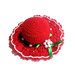 Cappellino puntaspilli rosso con nastino verde ad uncinetto in cotone 11.5 cm - 59NTL