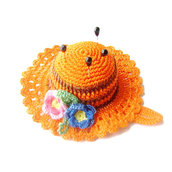 Cappellino puntaspilli arancione e marrone ad uncinetto in cotone 10 cm - 5PN