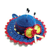 Cappellino puntaspilli blu elettrico ad uncinetto in cotone 12 cm - 9PN
