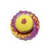 Cappellino puntaspilli giallo e viola ad uncinetto in cotone 11 cm - 13PN