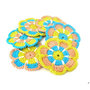 Fiori giallo salmone e turchese ad uncinetto in cotone 6 cm - 6 PEZZI - 18PLC