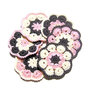 Fiori afgani grigio e rosa ad uncinetto in cotone 6 cm - 6 PEZZI - 21PLC