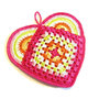 Presina cuore fucsia ad uncinetto in cotone 18x15.5 cm - 11PRS