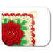 Presina panna con fiore rosso ad uncinetto in cotone 17x17 cm - 28PRS