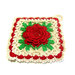 Presina panna con fiore rosso ad uncinetto in cotone 17x17 cm - 28PRS