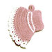 Presina cappello rosa con fiori ad uncinetto in cotone 12.5x18 cm - 37PRS