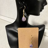 Orecchini ovali in ametista - Pietre preziose viola in pendenti in oro