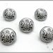 Bottone in metallo - stemma araldico con leoni, attaccatura con gambo lineato 24 (mm.15) - 5 pezzi