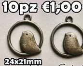 10 uccellino birds base orecchini bronzo charms ciondolo