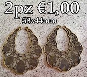 2 base orecchino pendente maxi ciondolo charms bronzo