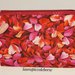 Pochette a tre scomparti stoffa petali rossi e rosa con unica cerniera