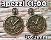 3 orologio charms ciondoli bronzo