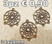 3 acchiappasogni bronzo charms ciondoli pendente 