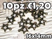 10 stelline con strass brillantino charms ciondolo bronzo