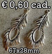 1 piuma grande maxi charms argento tibetano pendente