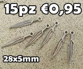 15 piume argento tibetano charms ciondolo pendente