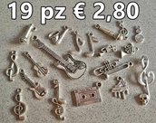 19 pezzi lotto musica argento tibetano charms note chitarra pianoforte