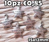 10 stelle con scritte argento tibetano charms ciondoli pendenti