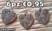 6 cuori steampunk argento tibetano charms ciondoli pendenti