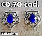 1 maxi pendente con pietra blu charms argento tibetano