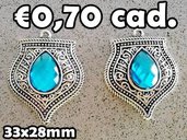 1 maxi pendente con pietra celeste charms argento tibetano 