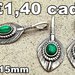 1 ciondolo argento tibetano con pietra verde charms pendente