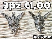 3 fata angelo bosco fatina maxi ciondolo pendente charms argento tibetano