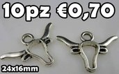 10 toro corna charms argento tibetano 