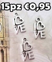 15 love scritta charms argento tibitano