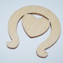 Sagoma cuore in legno artigianale con ferro di cavallo cm 5,5x5,5