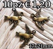 10 connettore rondine charms bronzo 