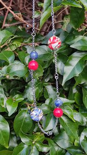 Collana perle di Caltagirone,sodalite blu e perle rosse 