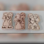 magnete legno matrimonio wedding handmade laser decorazione gadget sacchettino bomboniere segnaposto