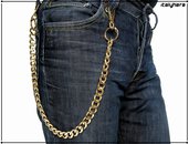 Catena per pantaloni e jeans, in maglia gourmette laminata, larga 15 mm. colore oro - cm.60 - Italyhere