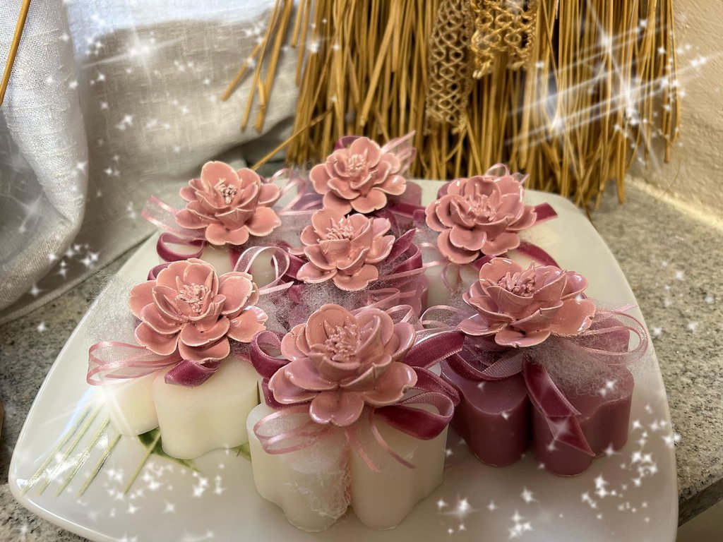 Saponette profumate con ceramica fiore - Feste - Bomboniere - di Me
