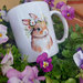 Tazza ceramica con coniglietto floreale in stile country cottage