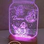Lampada luce led farfalle con base vari colori idea regalo bomboniera padrino madrina personalizzabile