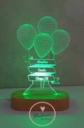 Lampada luce led palloncini con base vari colori idea regalo maestre bomboniera personalizzabile 
