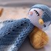 Doudou copertina per la nanna pinguino amigurumi all'uncinetto 