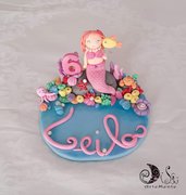Cake topper compleanno bimba sirenetta e fondale marino con nome 