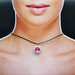 collana cristallo fucsia, pendente cristallo magenta, ciondolo con cristalli, collana con perline di vetro, collana semplice, punto luce 