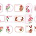 16 mixed Retro falling flower labels, Deco labels, Scrapbooking, Diary planner embellishments