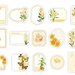 16 mixed Retro falling flower labels, Deco labels, Scrapbooking, Diary planner embellishments