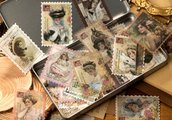 16 mixed Vintage style antique stamps labels sticker, Stickers, Scrapbooking, Junk journal planner