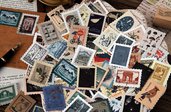 Grab bag 18 mixed stamp stickers, Stamp stickers, Scrapbooking, Junk journal