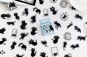 Little black cat stickers, Stickers, Animal stickers, Scrapbooking, Diary decoration stickers
