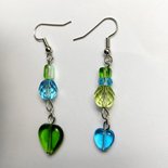 DesignB London - Orecchini a bottone a forma di foglia argento con perle